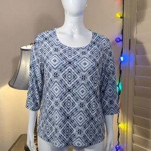 NWT ✨ Jm Collection | Blue Geo print Blouse plus